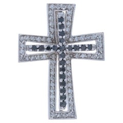 White Gold Diamond Cross Pendant - 14k Round Brilliant .50ctw Faith