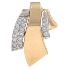 Yellow Gold Diamond Omega Slide Pendant - 14k Round Brilliant .50ctw Ribbon