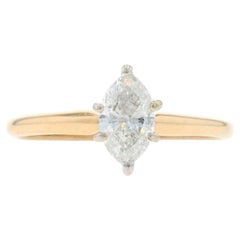 Anello di fidanzamento solitario con diamante in oro giallo - 14k Marquise .50ct
