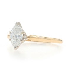 Yellow Gold Diamond Solitaire Engagement Ring - 14k Marquise .50ct
