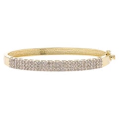 Yellow Gold Diamond Cluster Bangle Bracelet 6 1/2" - 14k Round Brilliant 2.50ctw