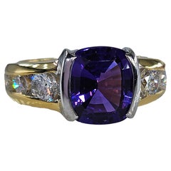 GIA 3.04ctw Natural PURPLE Unheated Ceylon Sapphire Diamond Platinum 18K Ring