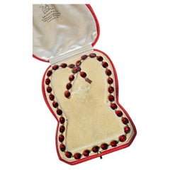 Iconic 1820s Georgian English Flat-Cut Garnet Riviere 9ct Rose Gold Necklace