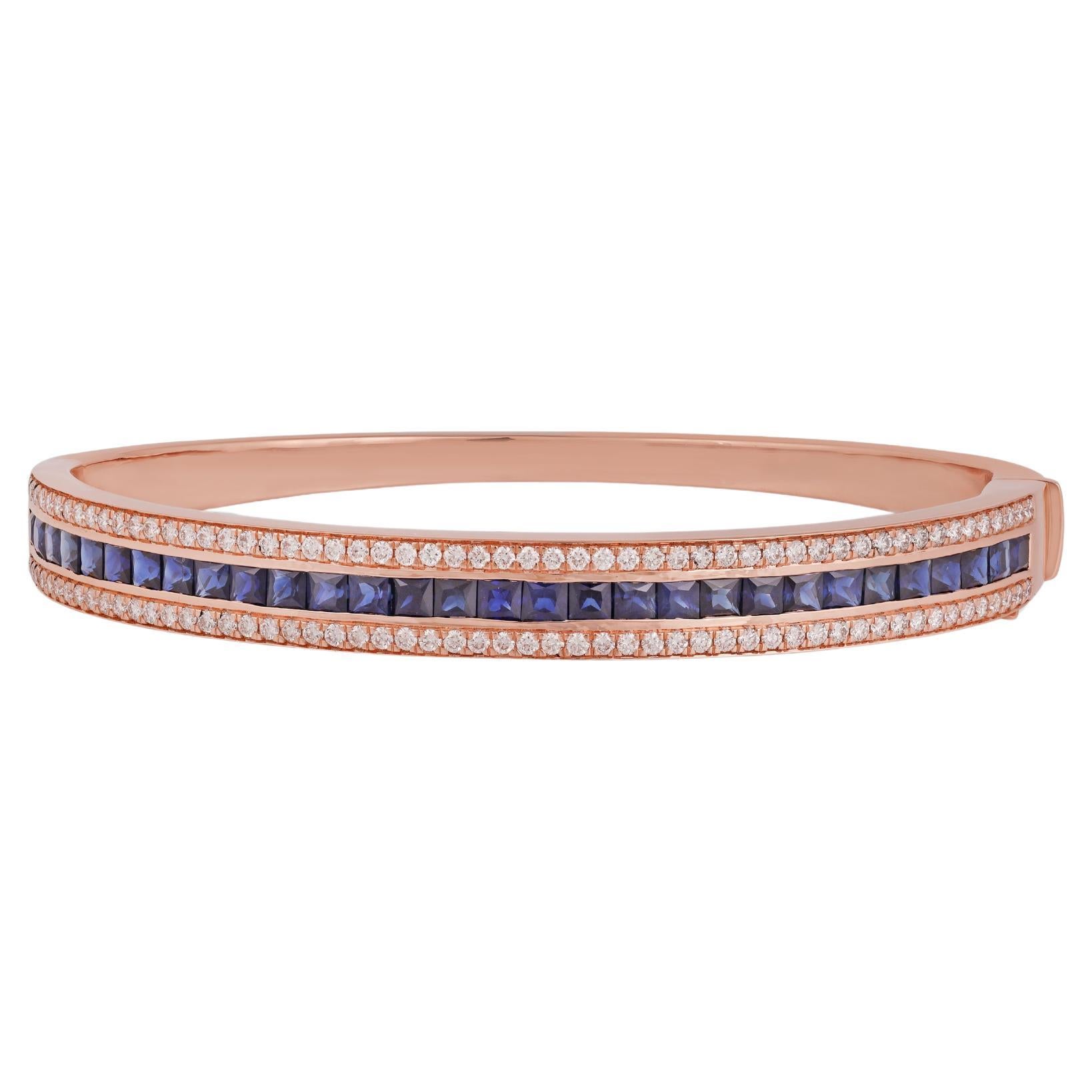 Blauer Saphir und Diamant-Armreif aus 18 Karat Weißgold mit Nieten