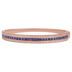Bracciale con zaffiro blu e diamante tempestato d'oro bianco da 18 carati