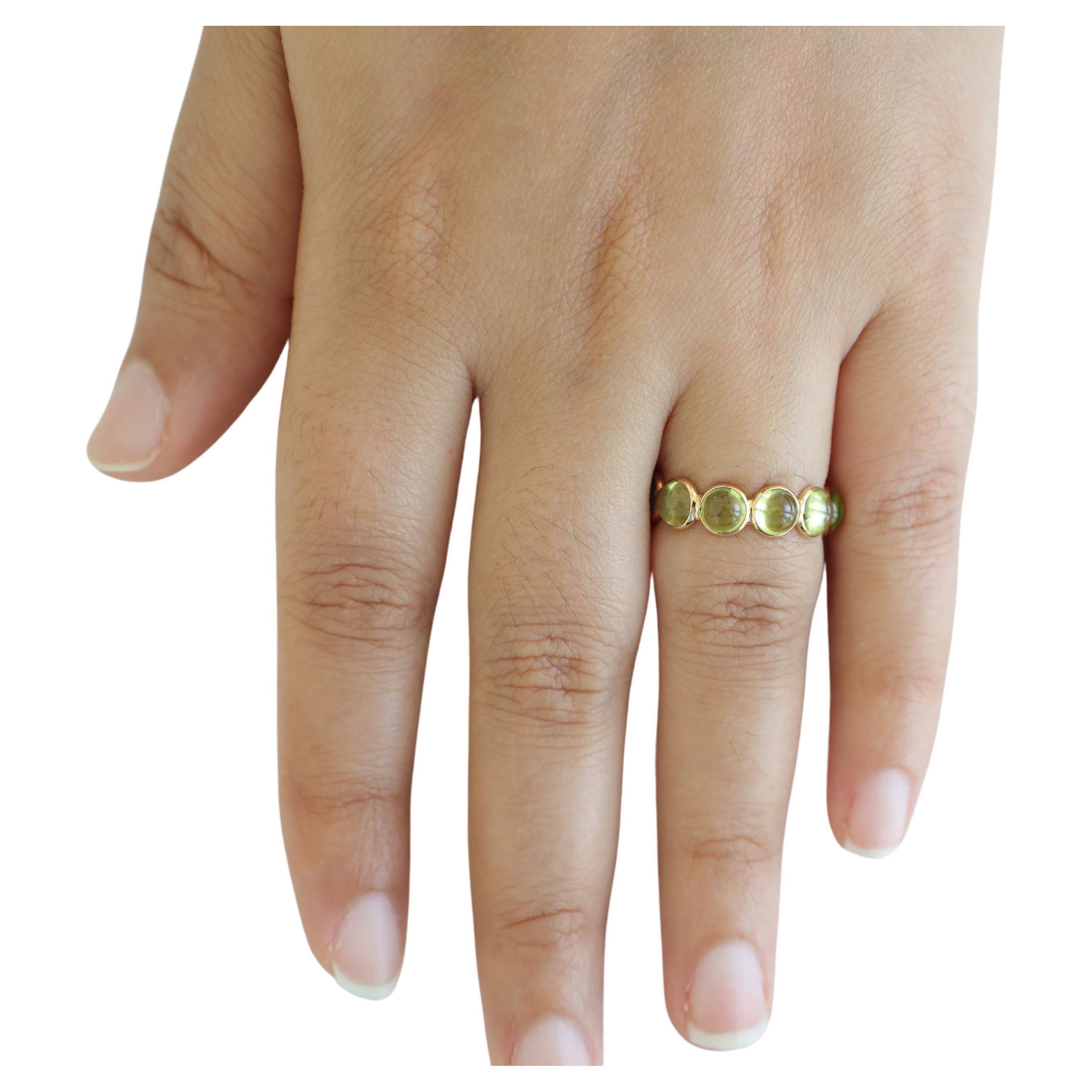 7 Carat Clear Peridot Band in 18k Gold For Sale