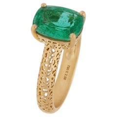 2.58 Ct Cushion-Cut Emerald Filigree Statement Ring in 18 Karat Yellow Gold