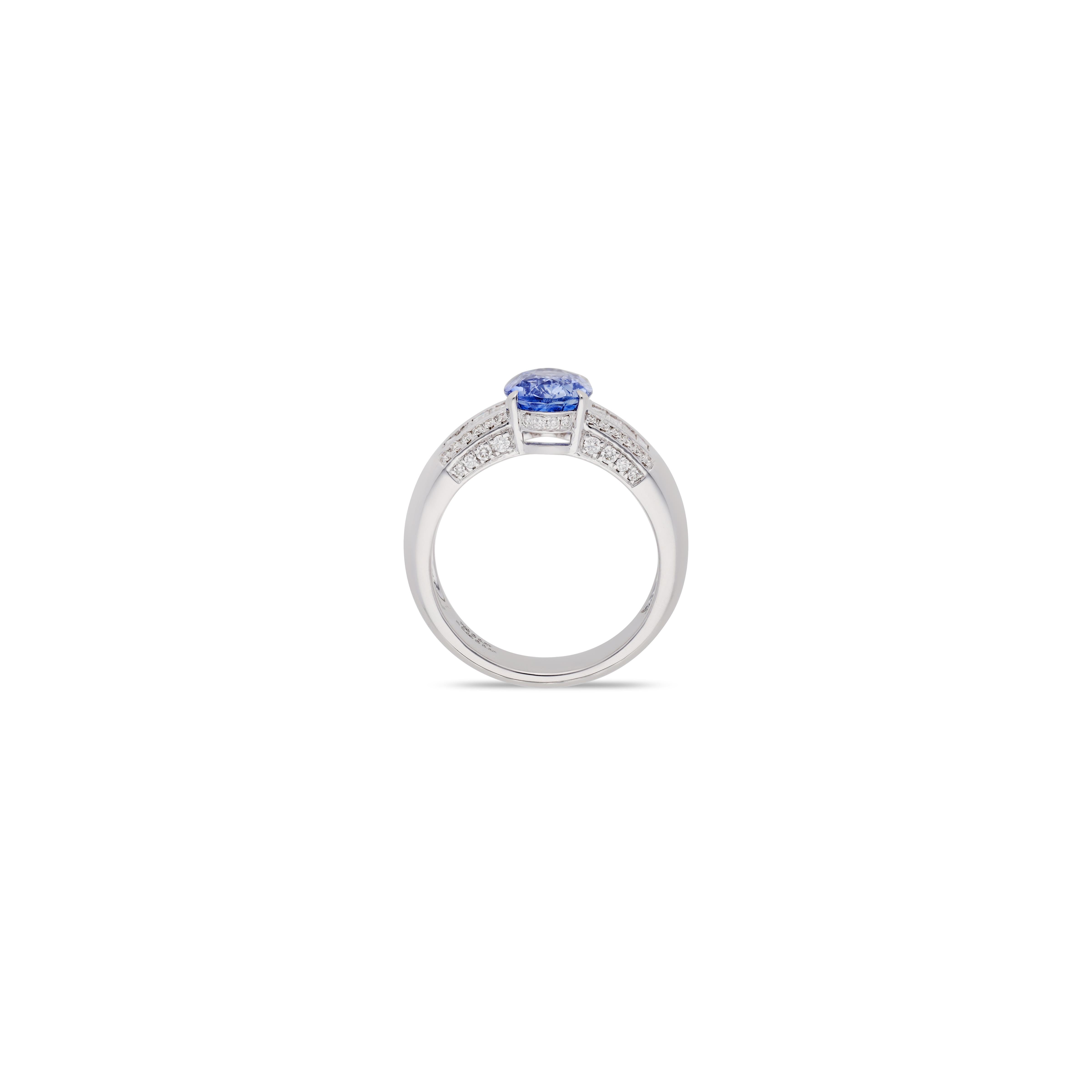 2,56 Karat Blauer Saphir und Diamant Ring  18k  Weißgold (Zeitgenössisch) im Angebot