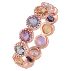 Multi Sapphire Ring Studded in 18 Karat Rose Gold