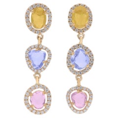 Ohrringe mit mehreren Saphiren und Diamanten aus 18-Karat-Gold