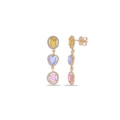 Ohrringe mit mehreren Saphiren und Diamanten aus 18-Karat-Gold