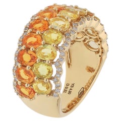 4.90 Carats Multi-Sapphire & Diaond Ring In 18 Karat Yellow Gold