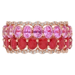 2.59 Carats Pink Sapphire, Ruby 2.64 Carats & Diamond In 18 Karat Rose Gold