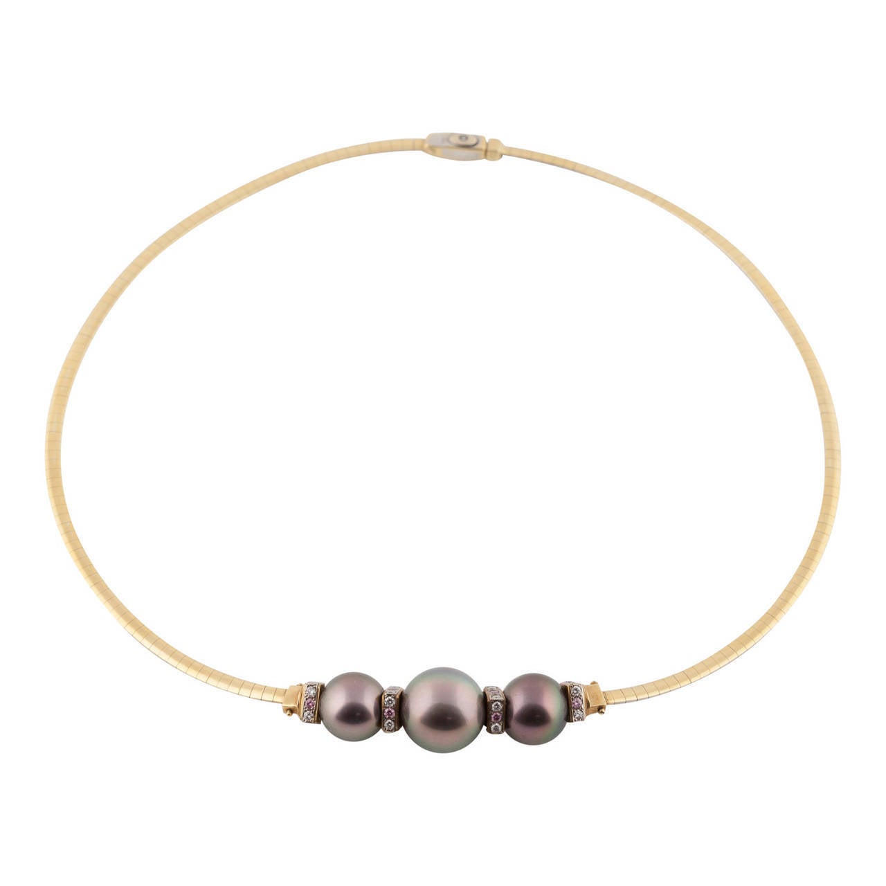 Women's A Tahitian Pearl Diamond Gold Omega Necklace