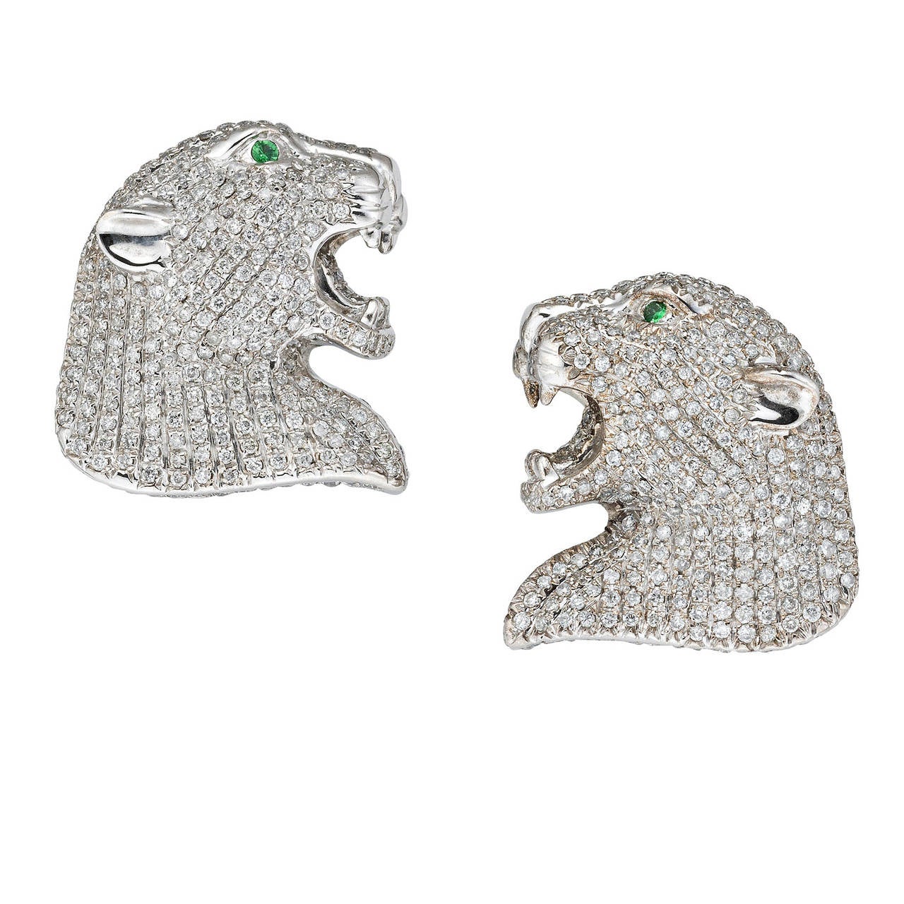 Cartier-Style Panther Diamond Encrusted Earrings