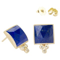 Ariana Lapis 18 Karat Gold Stud Earrings