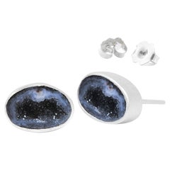Adorn Petite Geode Silver Stud Earrings