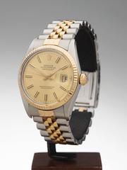 Rolex Yellow Gold Stainless Steel Datejust Champagne Automatic Wristwatch
