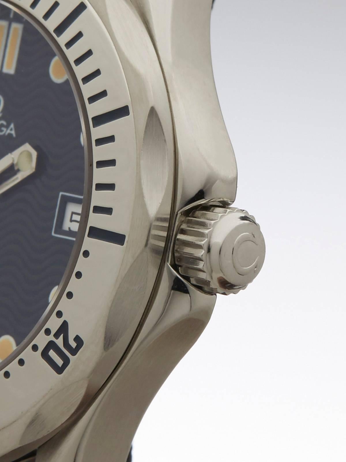 Women's or Men's Omega Stainless Steel Seamaster Quartz Wristwatch Ref 2561.80.00