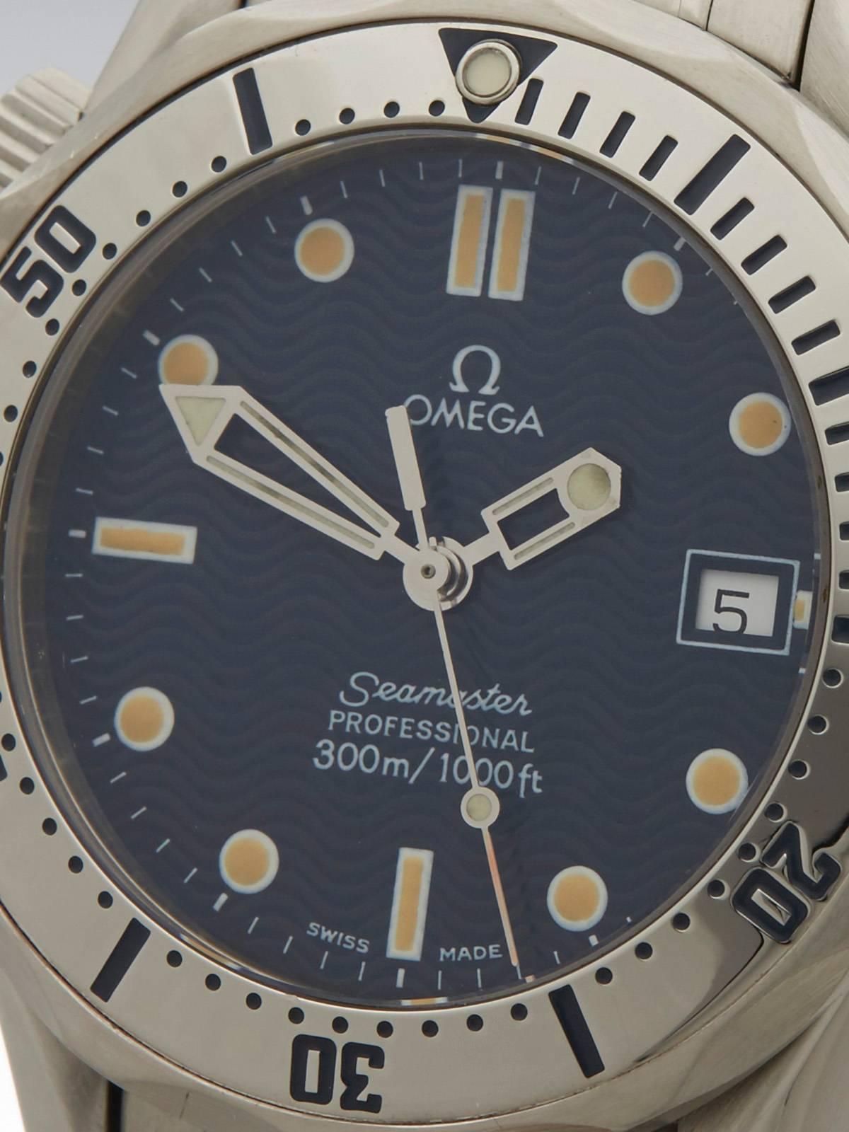 Omega Stainless Steel Seamaster Quartz Wristwatch Ref 2561.80.00 In Excellent Condition In Bishop's Stortford, Hertfordshire