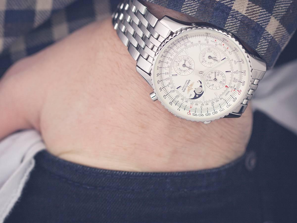 Breitling Navitimer Montbrillant Olympus Mondphase Chronograph SS Armbanduhr 2
