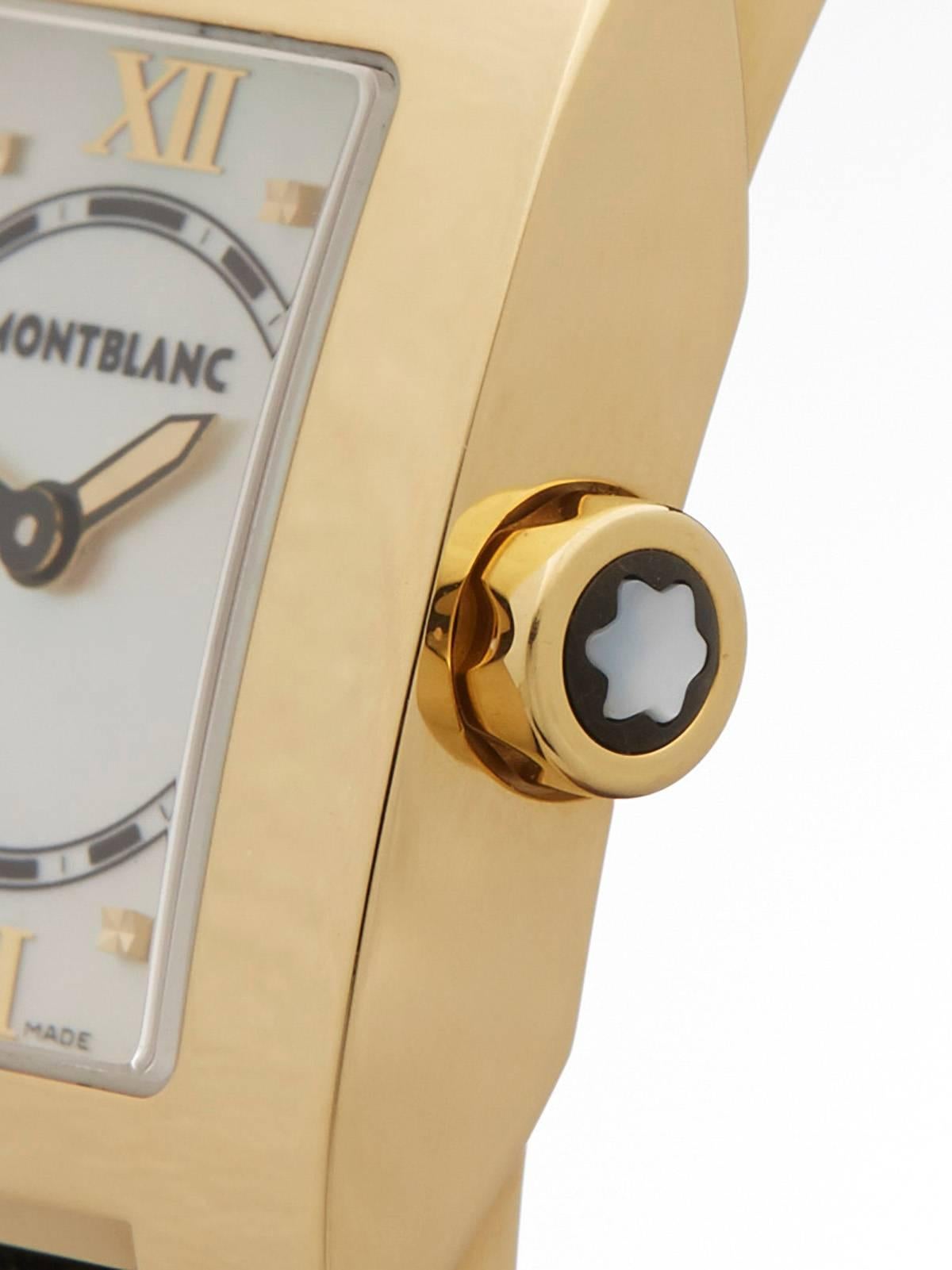 Montblanc Lady's Yellow Gold Profile Quartz Wristwatch In Excellent Condition In Bishop's Stortford, Hertfordshire