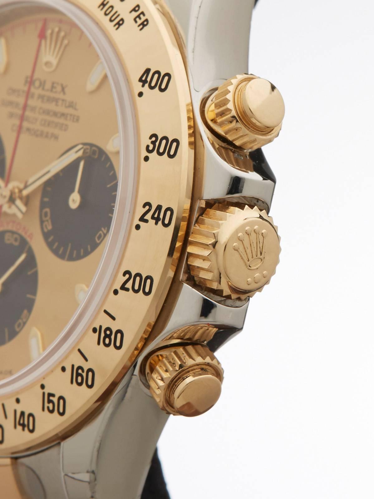Women's or Men's Rolex Yellow Gold Stainless Steel Daytona Cosmograph Chronograph Wristwatch