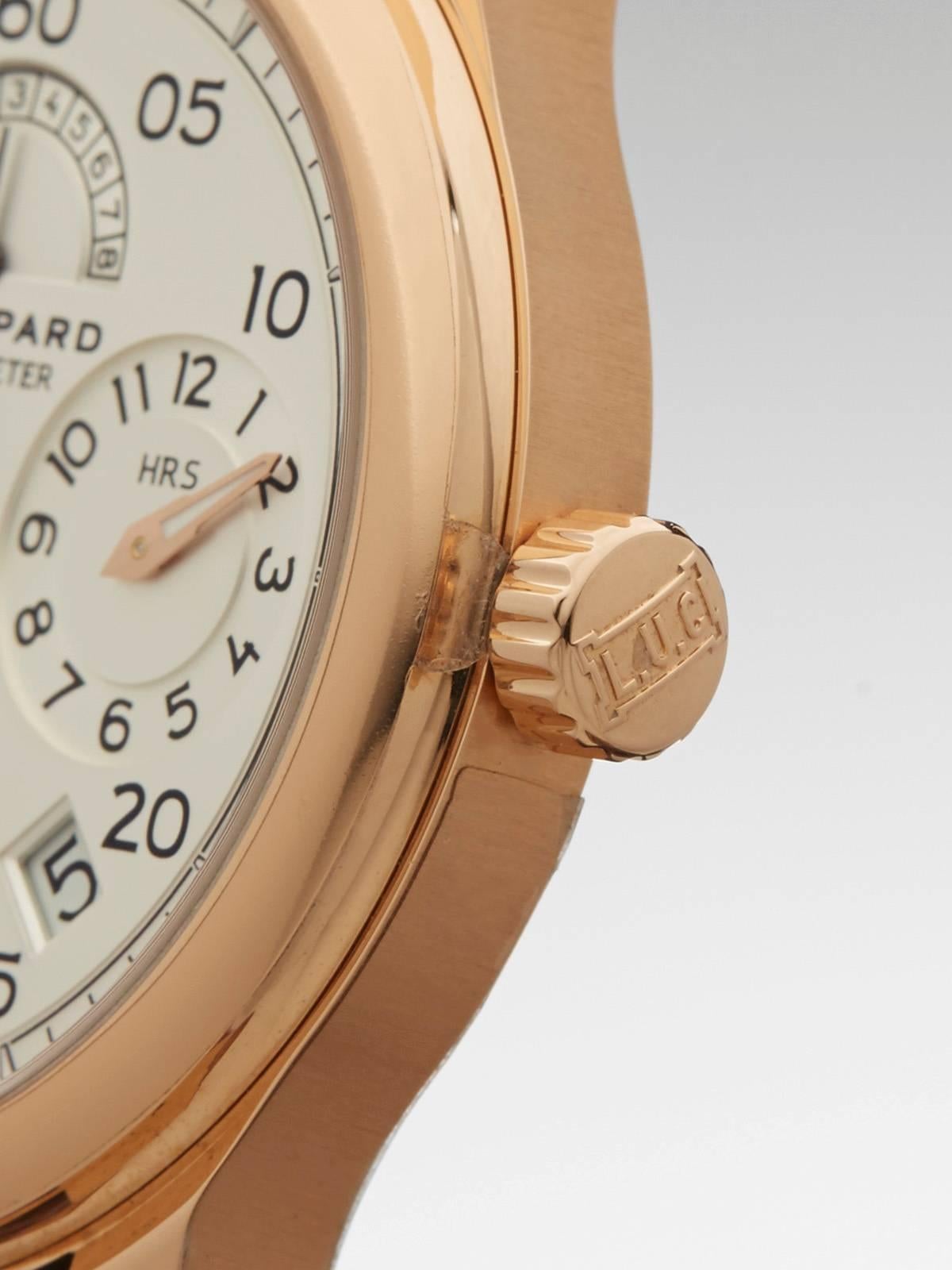 Men's L.U. Chopard Rose Gold Regulator GMT Automatic Wristwatch Ref 161971-5001