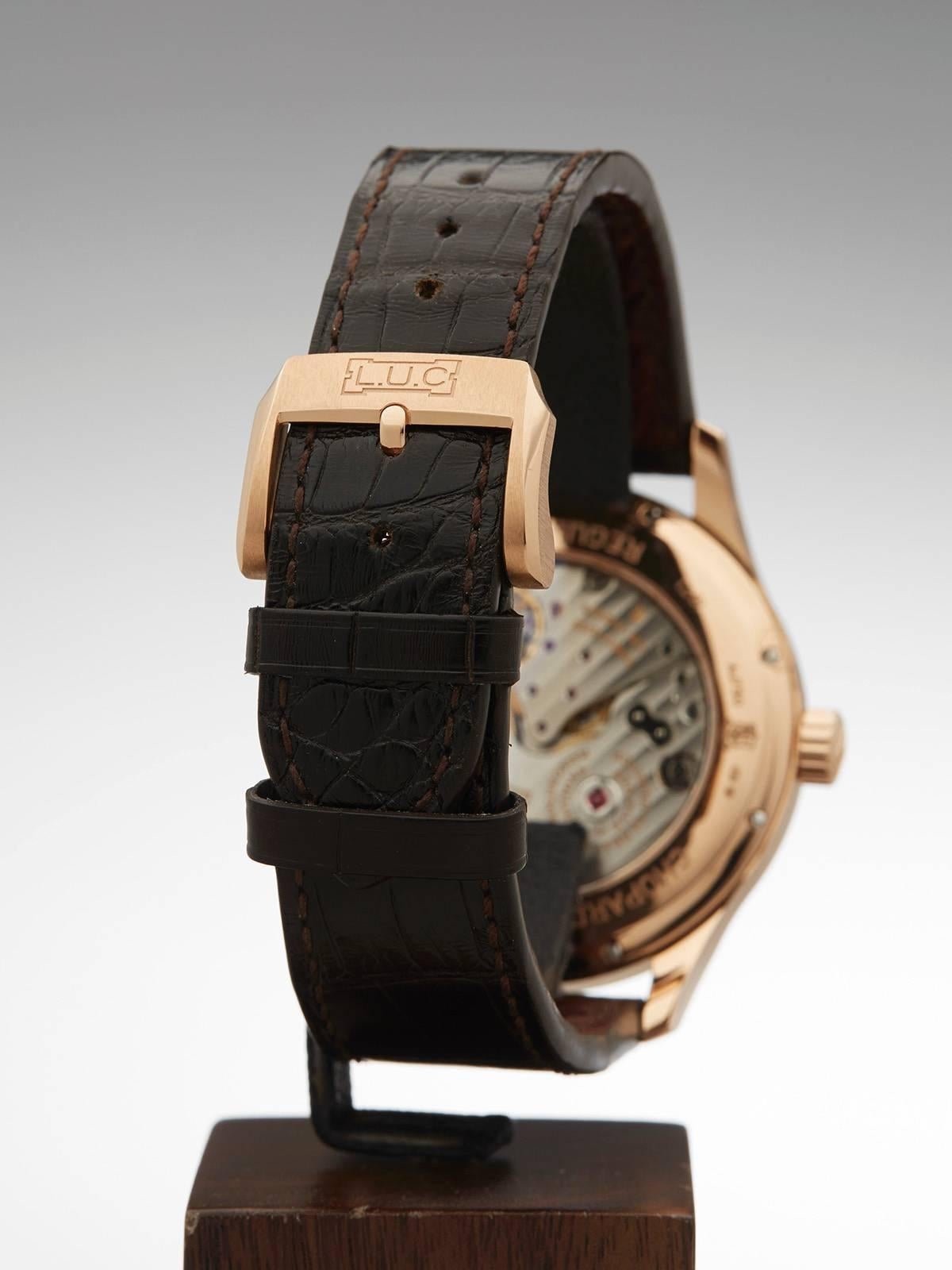 L.U. Chopard Rose Gold Regulator GMT Automatic Wristwatch Ref 161971-5001 3