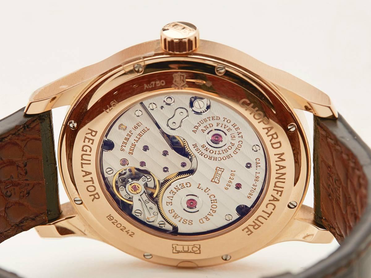 L.U. Chopard Rose Gold Regulator GMT Automatic Wristwatch Ref 161971-5001 4