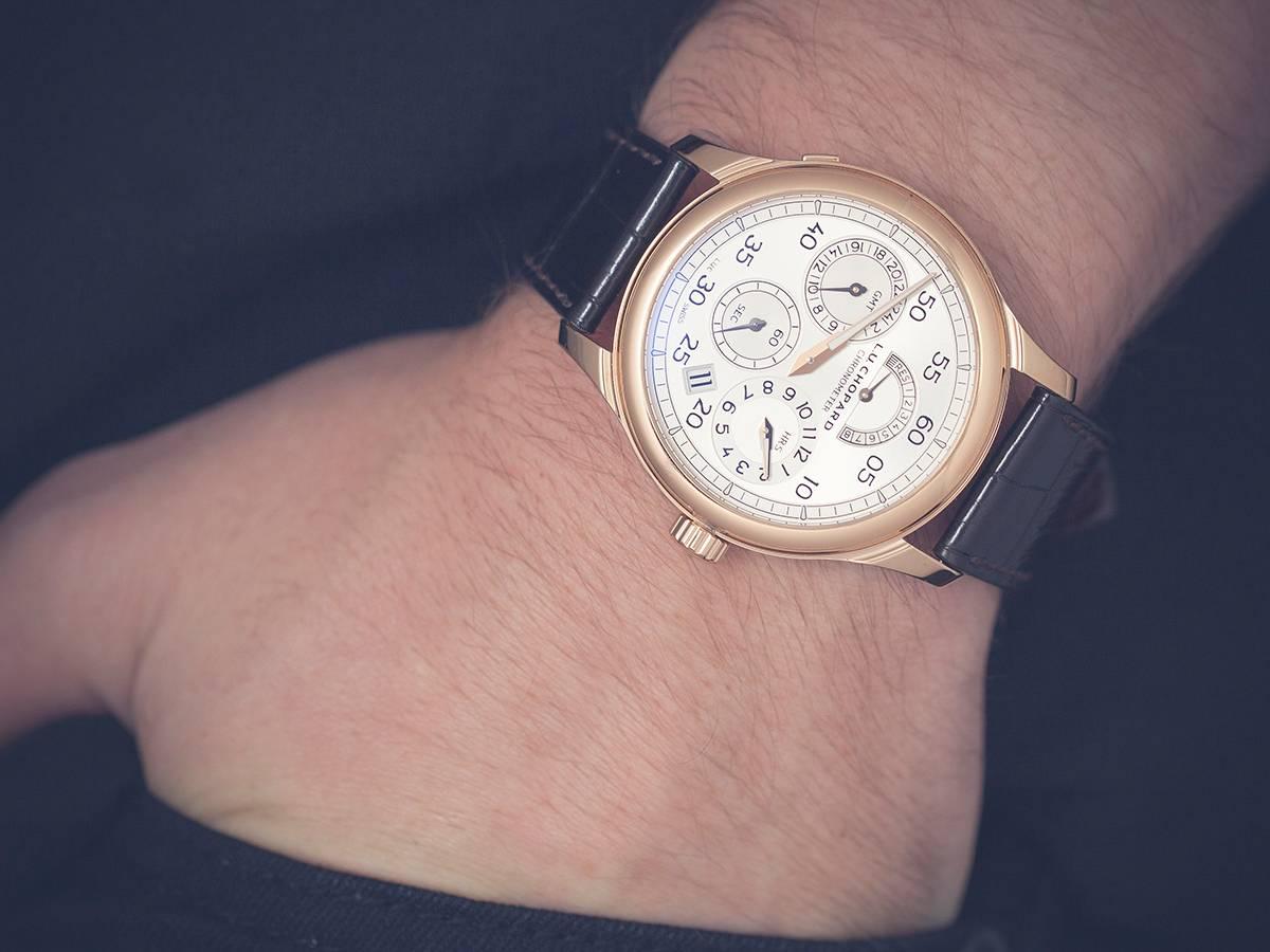 L.U. Chopard Rose Gold Regulator GMT Automatic Wristwatch Ref 161971-5001 6