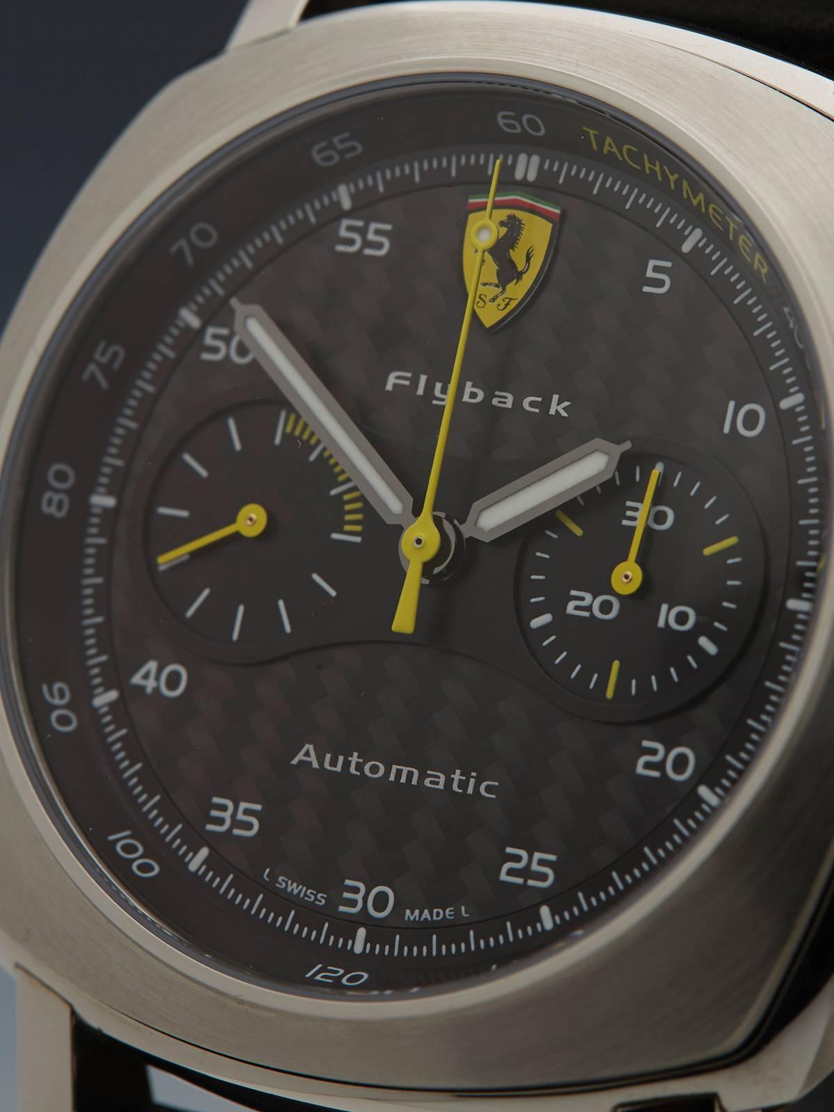 Panerai Stainless Steel Ferrari Flyback Chronograph Automatic Wristwatch In Excellent Condition In Bishop's Stortford, Hertfordshire
