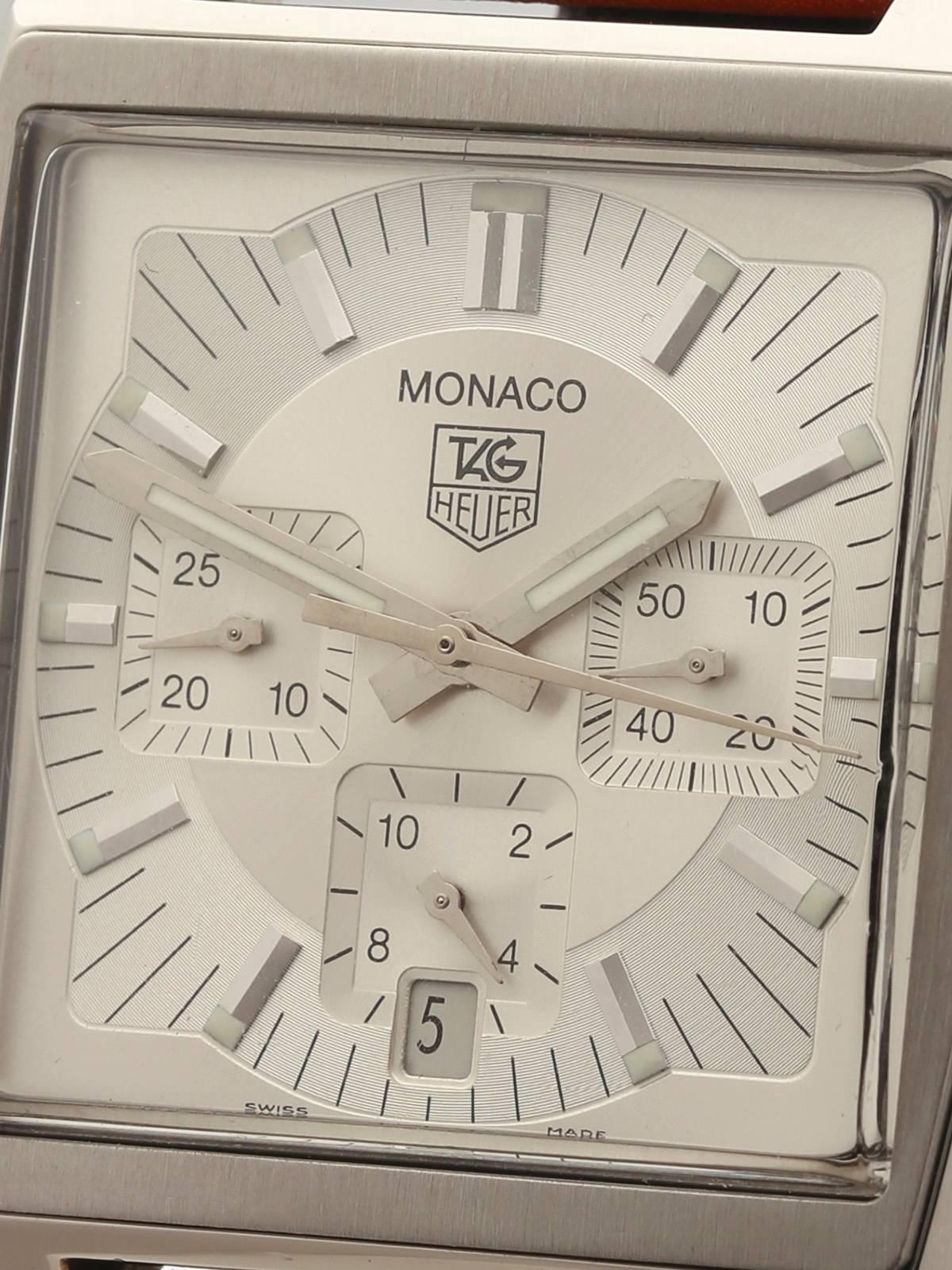 Tag Heuer Monaco Stainless Steel Chronograph Automatic Wristwatch In Excellent Condition In Bishop's Stortford, Hertfordshire