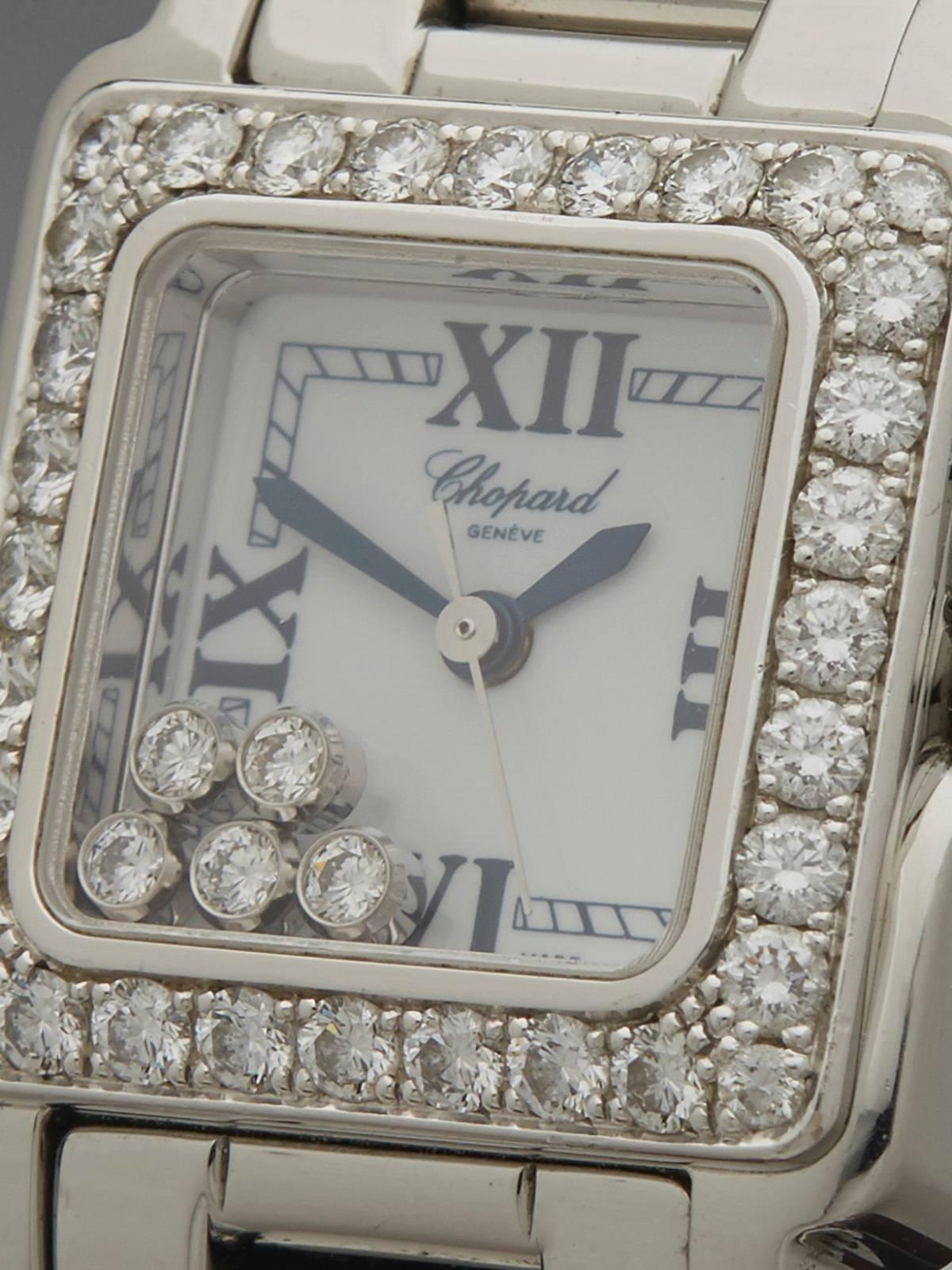 Chopard Lady's Stainless Steel Happy Sport Diamonds Quartz Wristwatch In Excellent Condition In Bishop's Stortford, Hertfordshire