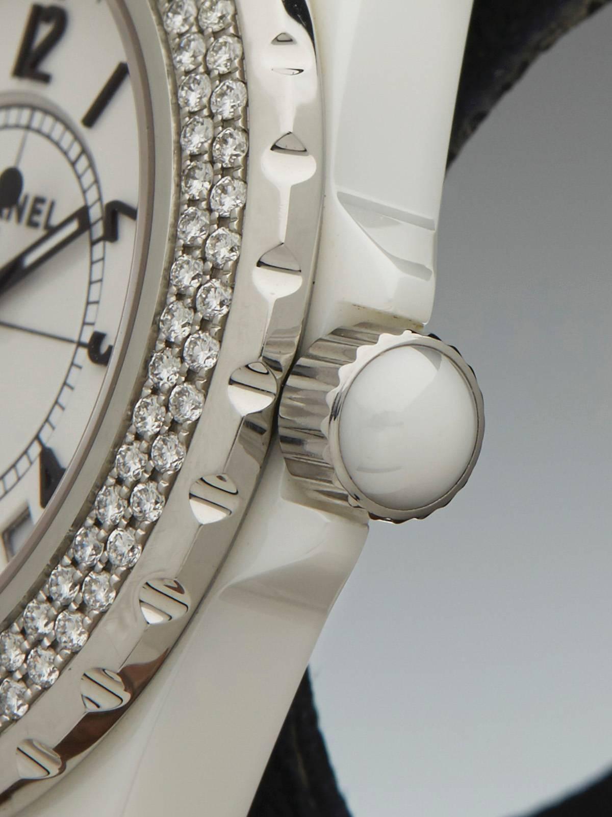 Women's Chanel Lady's J12 Stainless Steel Diamond Automatic Wristwatch Ref H0969