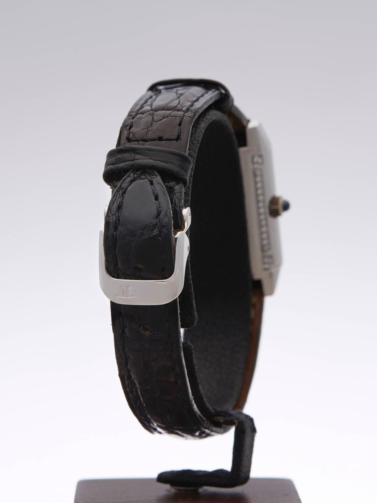 Jaeger-LeCoultre Ladies White Gold Diamonds Reverso Mechanical Wristwatch 2