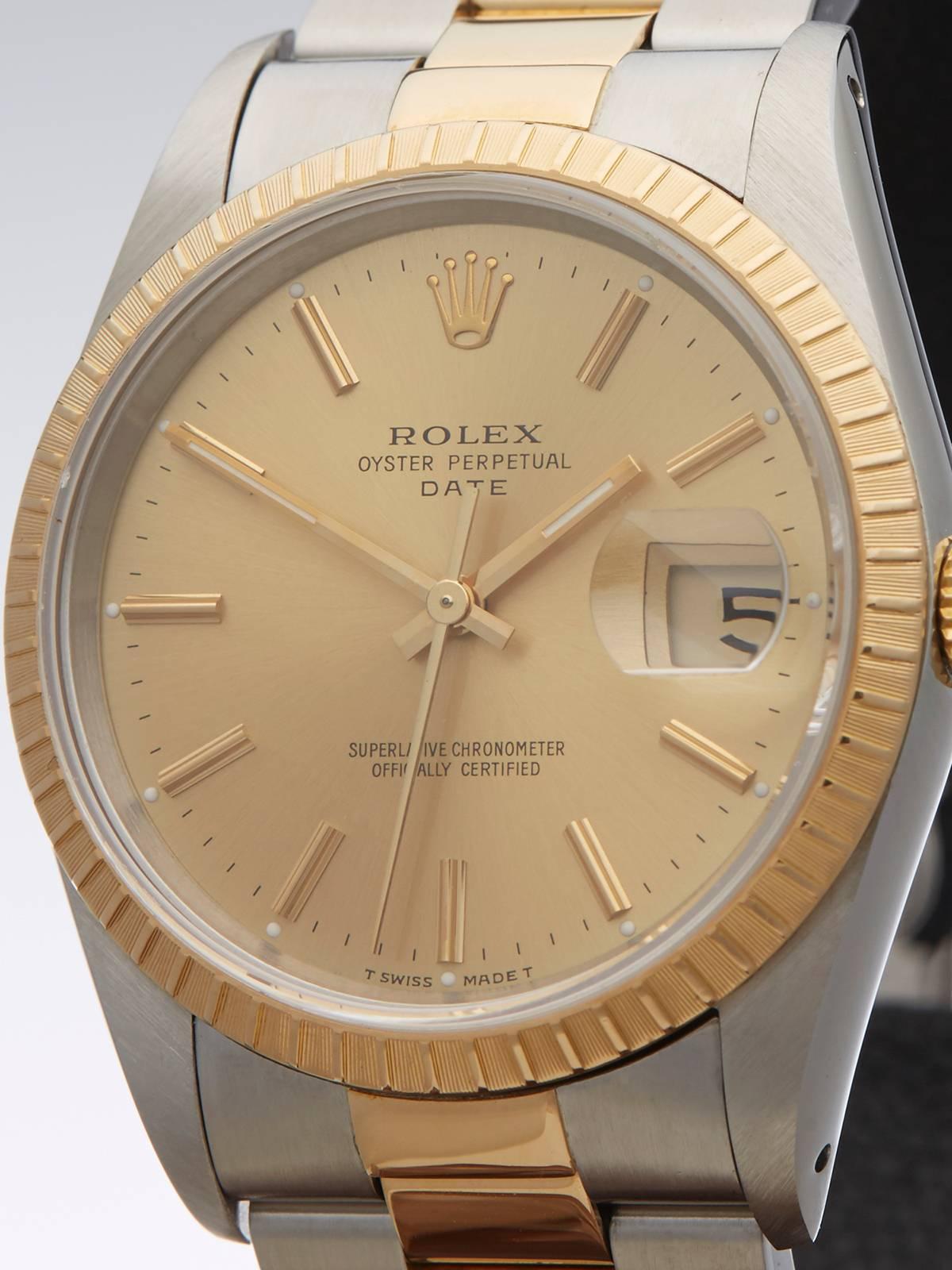Rolex Date engine turned bezel unisex 15223 watch In New Condition In Bishop's Stortford, Hertfordshire