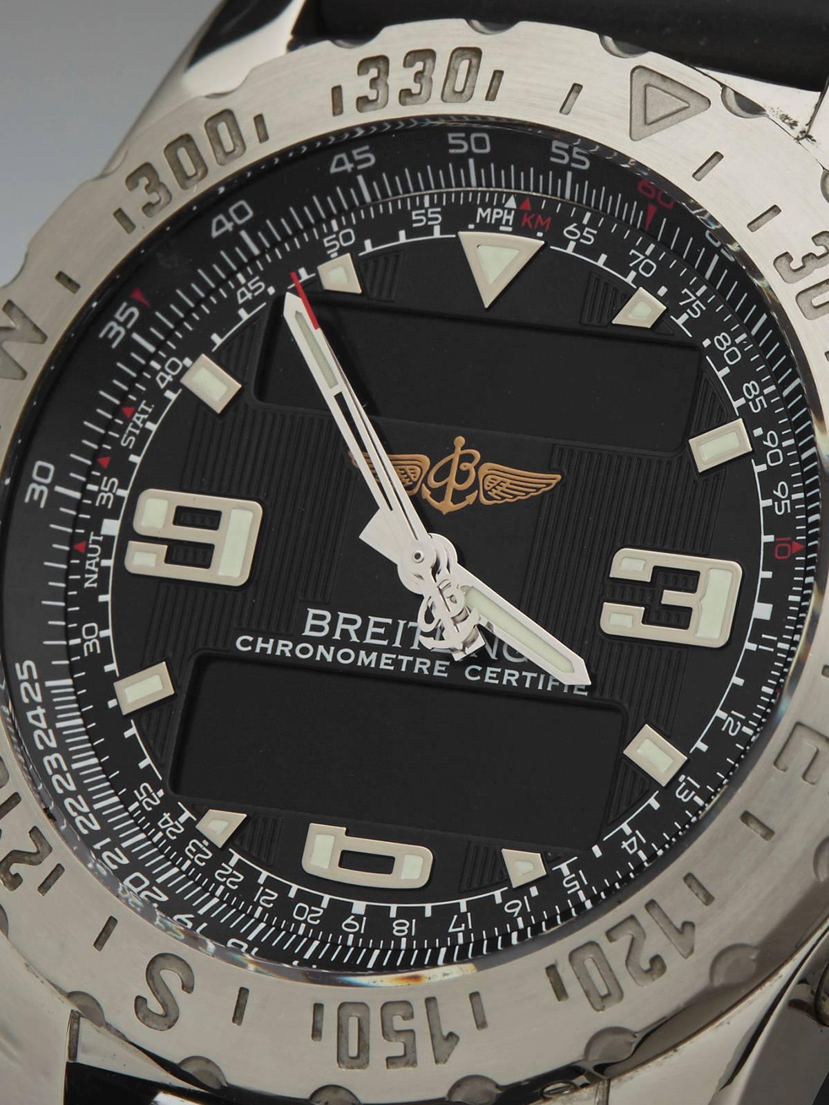 Breitling Stainless Steel Airwolf digital chronograph Quartz Wristwatch In New Condition In Bishop's Stortford, Hertfordshire
