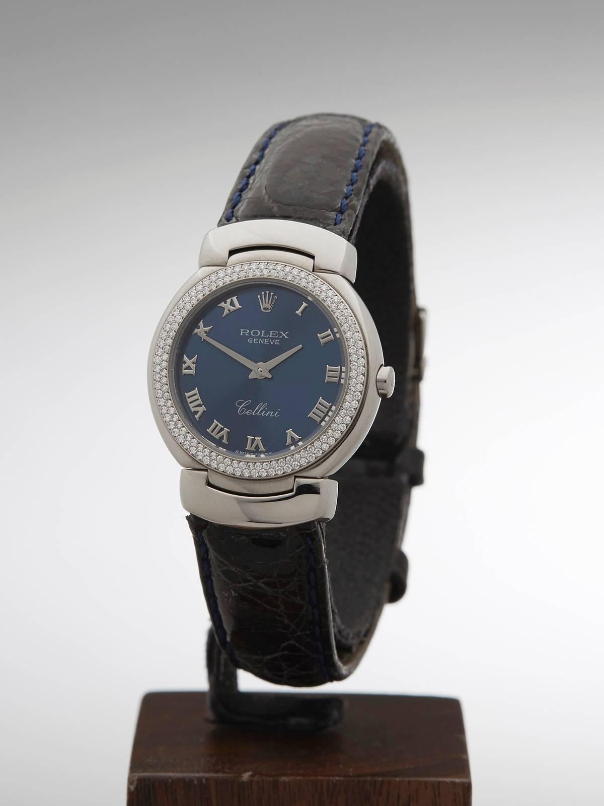 Men's Rolex Ladies White Gold Cellini Bezel Quartz Wristwatch