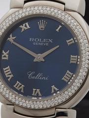 Rolex Damen Weißgold Cellini Lünette Quarz-Armbanduhr