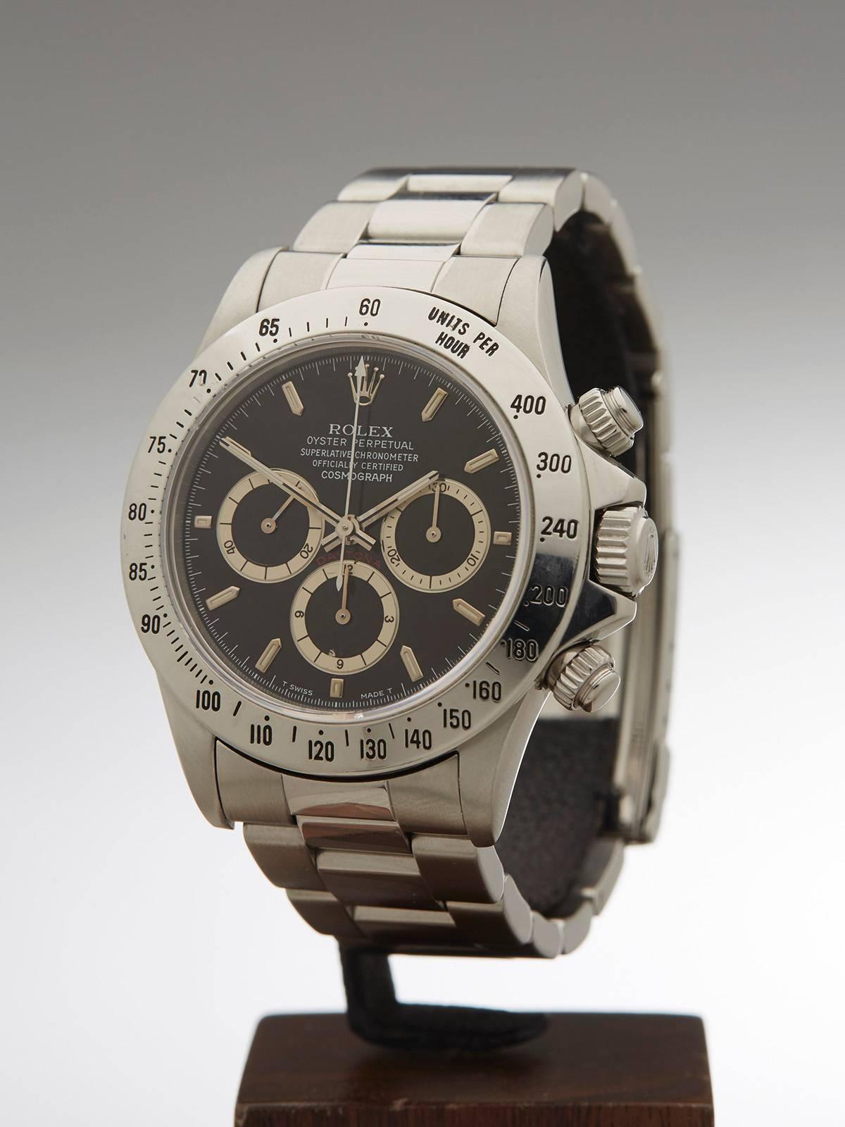 Women's or Men's  Rolex Stainless Steel Daytona patrizzi dial  inverted 6 Automatic Wristwatch