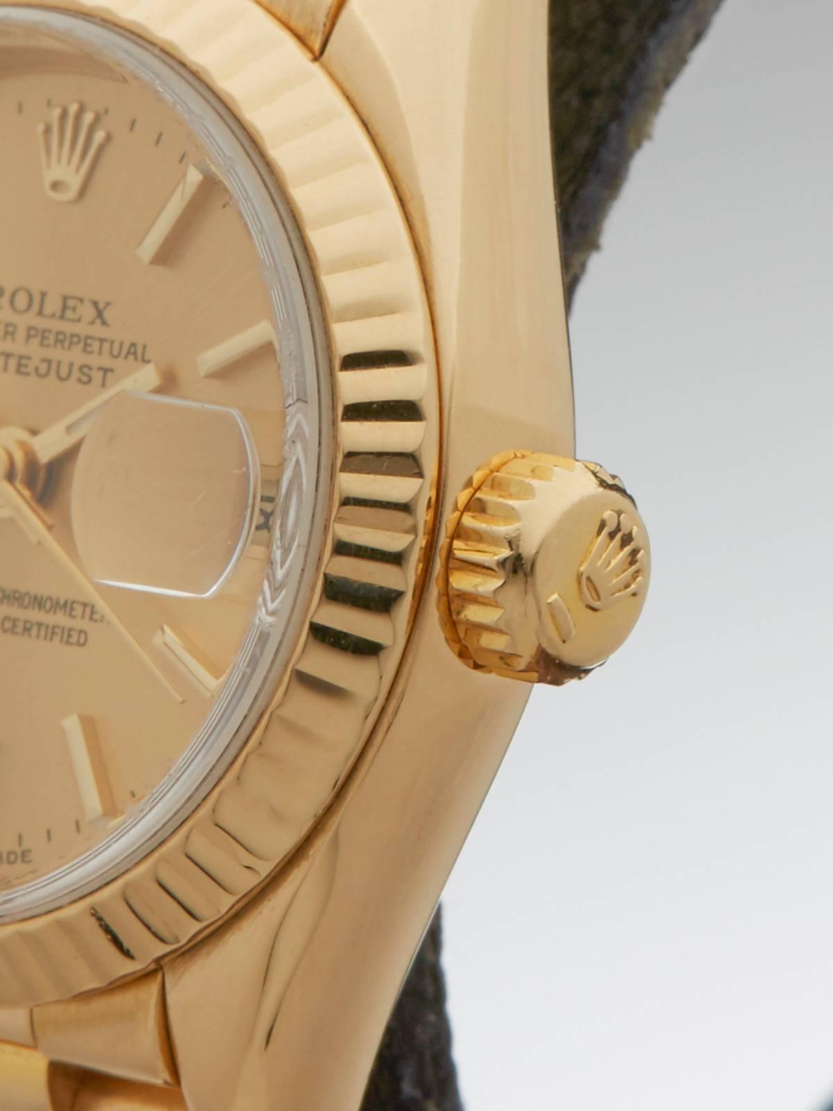  Rolex Ladies Yellow Gold Datejust Automatic Wristwatch 1