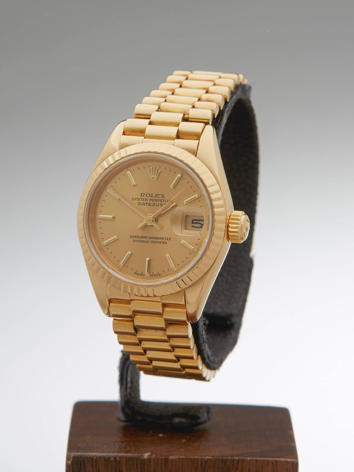 Women's or Men's  Rolex Ladies Yellow Gold Datejust Automatic Wristwatch
