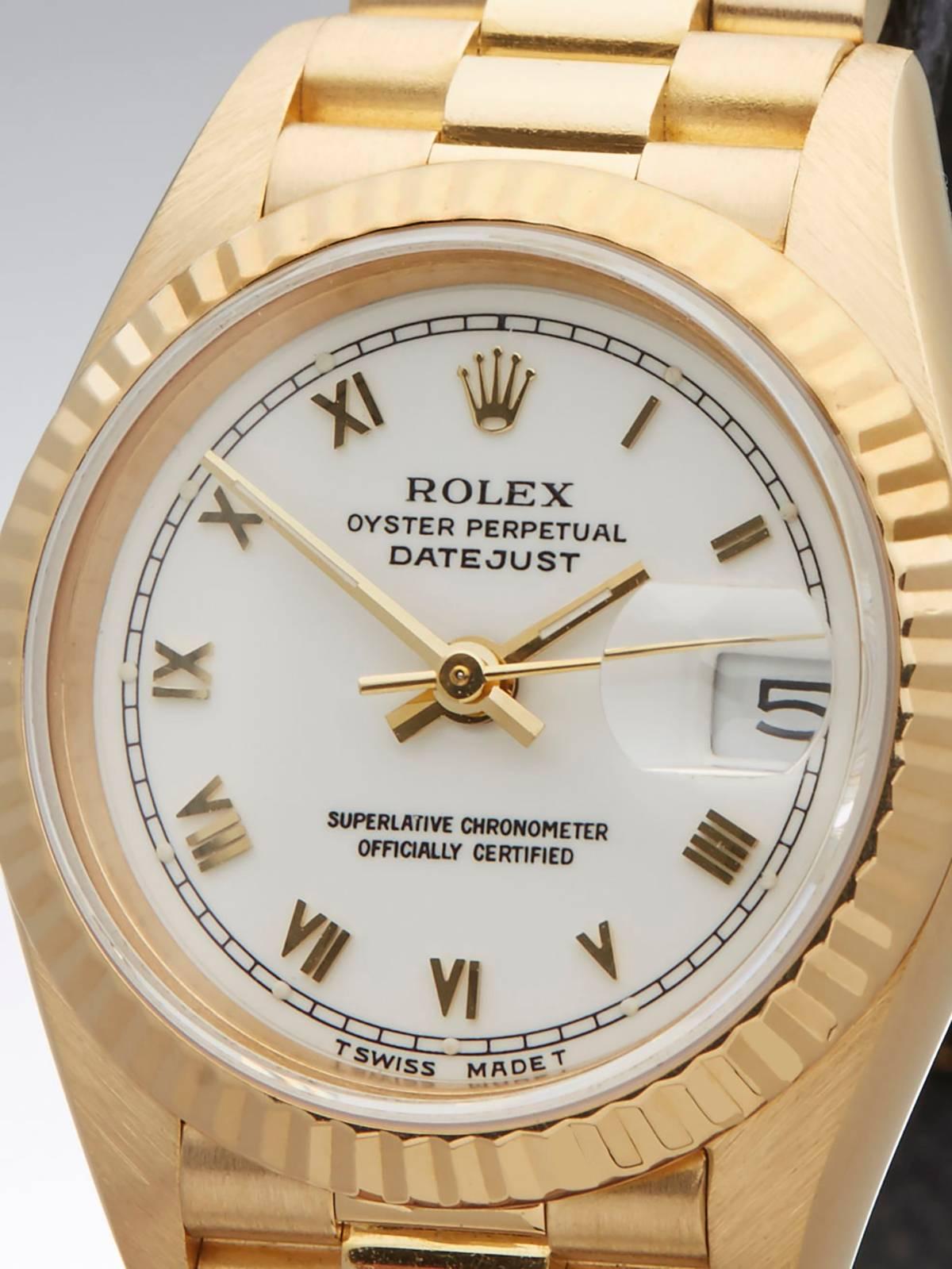 Rolex ladies Yellow Gold Datejust AutomaticWristwatch In New Condition In Bishop's Stortford, Hertfordshire