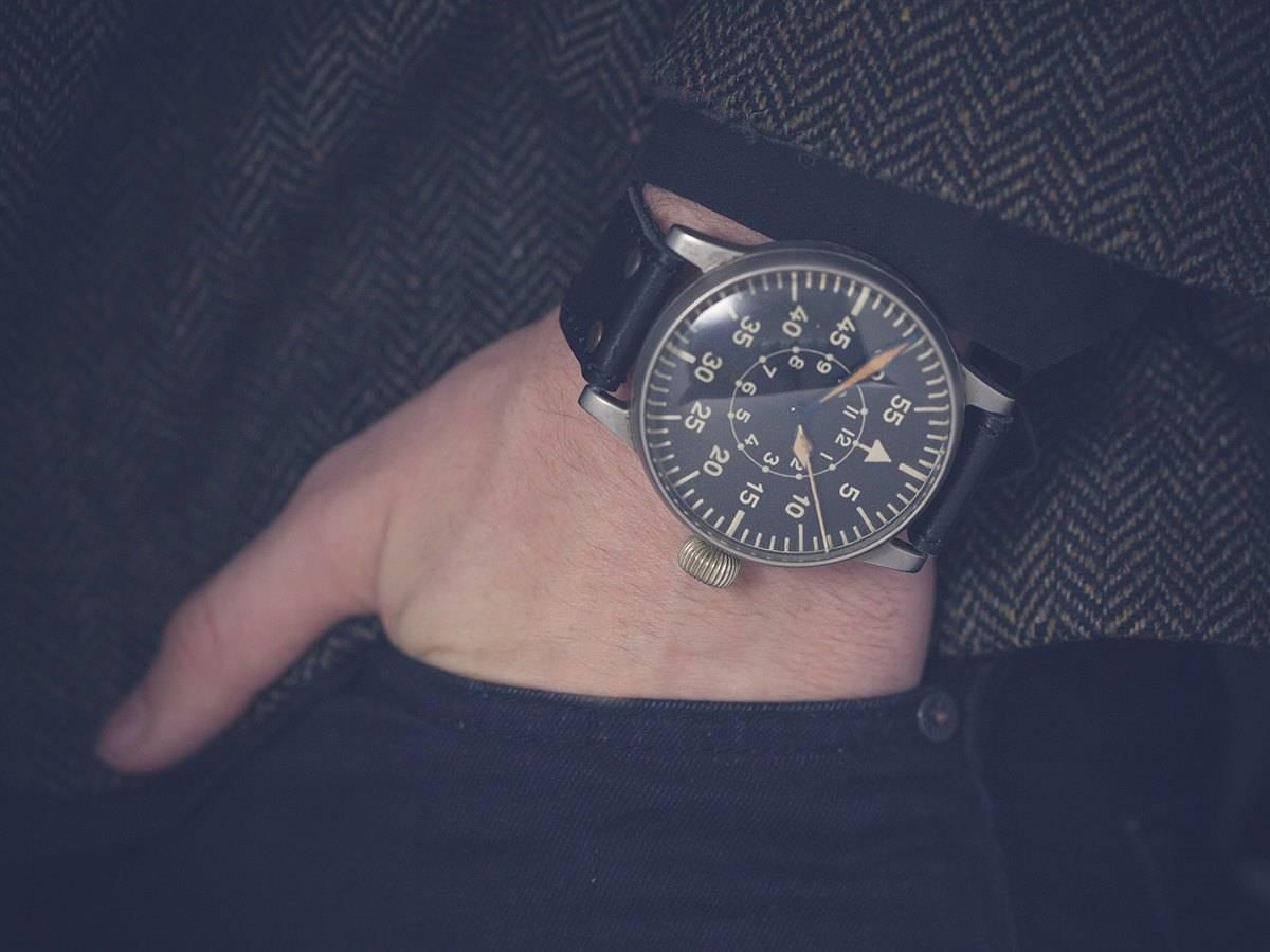 A.Lange & Sohne Stainless Steel Mechanical Wind Luftwaffe Wristwatch 1