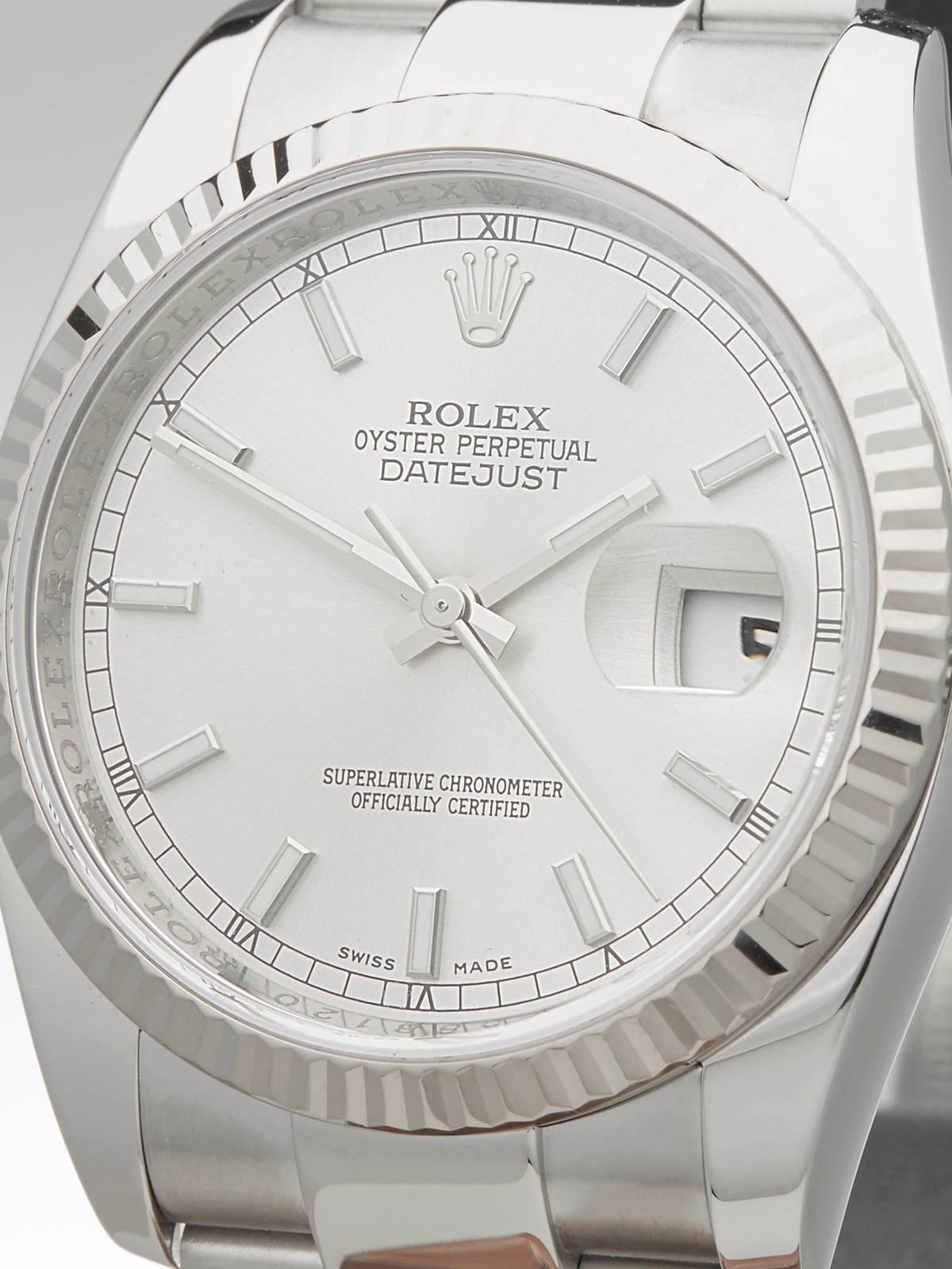 Rolex Stainless Steel Datejust Automatic Wristwatch In New Condition In Bishop's Stortford, Hertfordshire