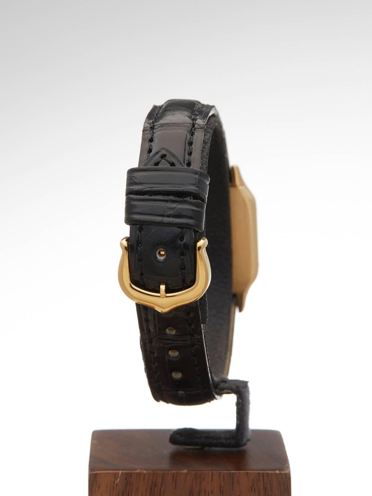 Cartier ladies Yellow Gold Santos Dumont paris mechanical Wristwatch 1