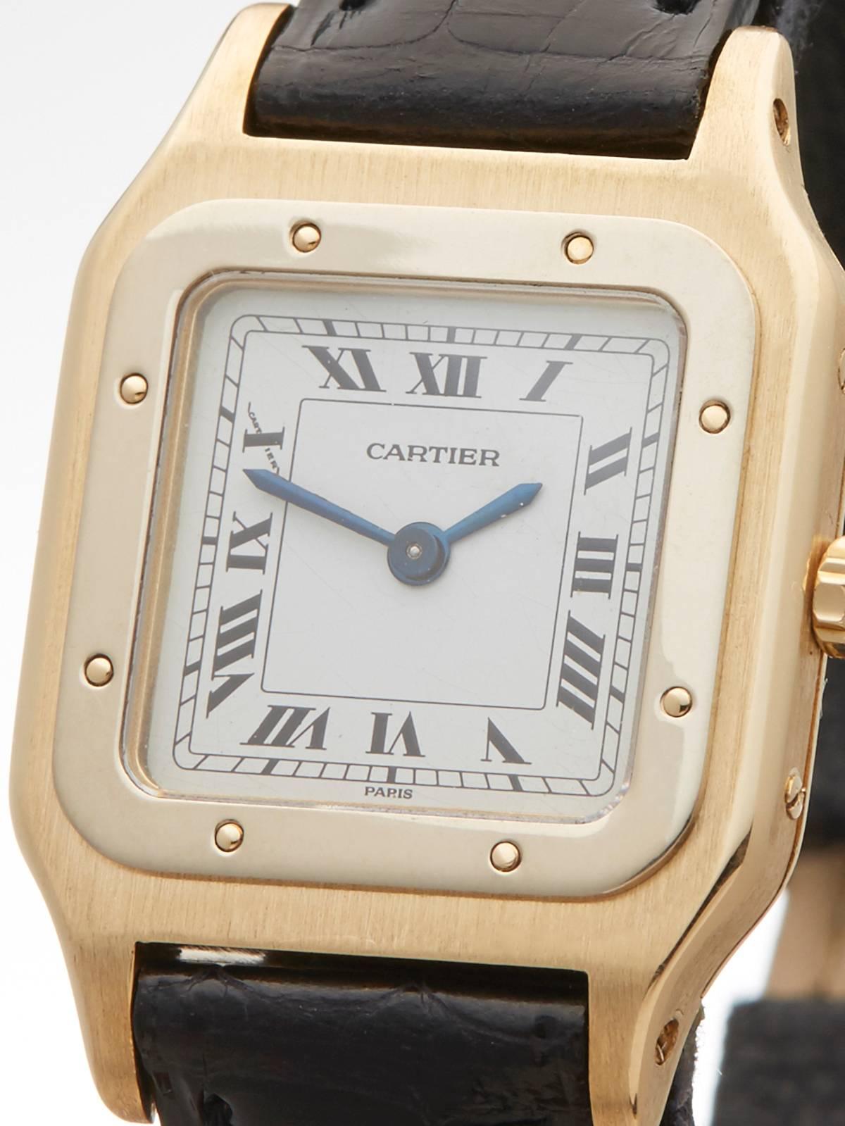 Cartier ladies Yellow Gold Santos Dumont paris mechanical Wristwatch In New Condition In Bishop's Stortford, Hertfordshire