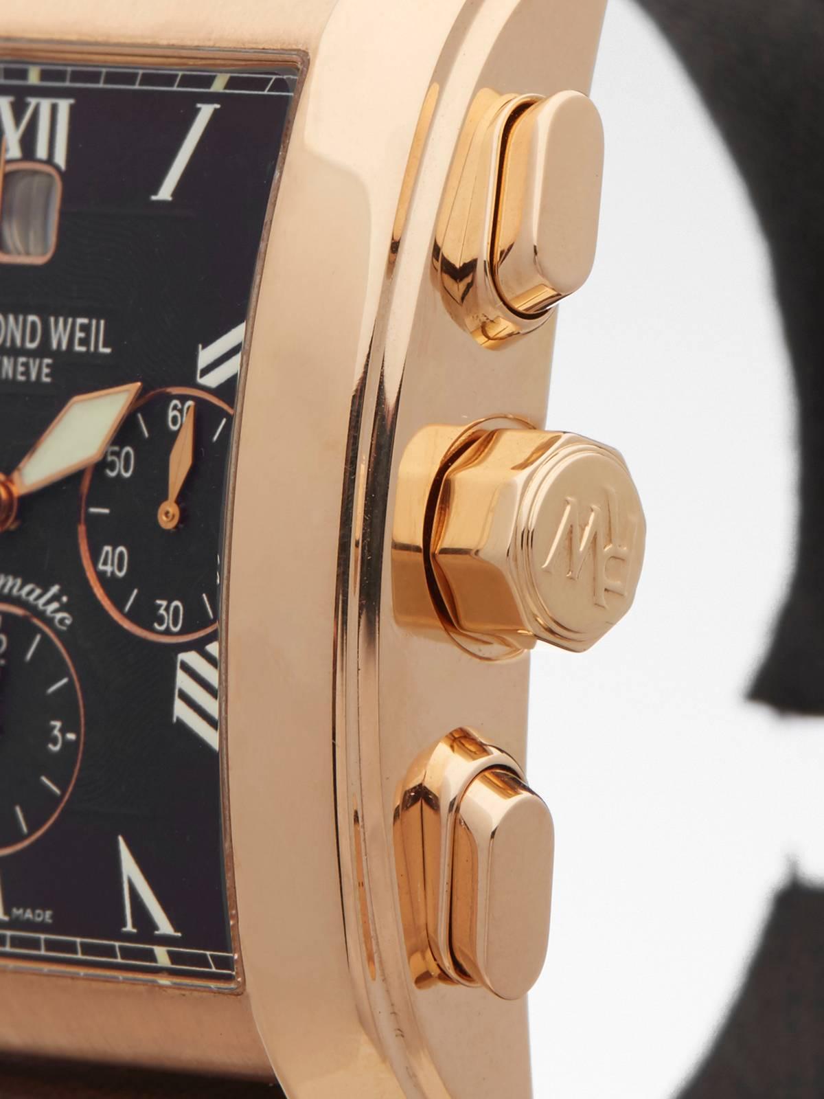REF	W2929
MODEL NUMBER	14885 G 00209
SERIAL NUMBER	148**********
CONDITION	9 - Excellent condition
GENDER	Gents
AGE	2009
CASE DIAMETER	38 mm
CASE SIZE	38mm by 50mm
BOX & PAPERS	Box, manuals & open guarantee
MOVEMENT	Automatic
CASE	18k Rose