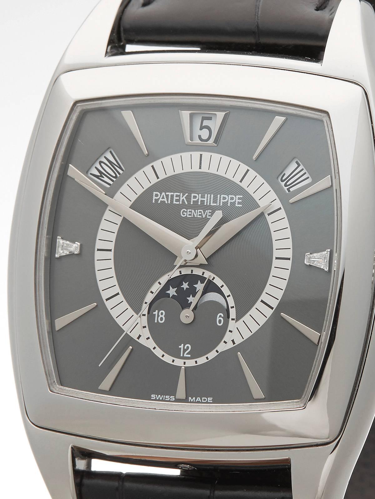 Patek Philippe Platinum Gondolo annual calendar Automatic Wristwatch Ref 5135P In New Condition In Bishop's Stortford, Hertfordshire